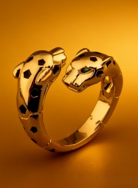 双头豹子开口手镯戒指