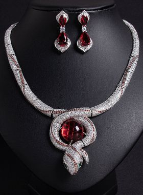 Htzs跨境高级气质珠宝蛇系镶钻项链复古大气轻奢款式锁骨链新款女