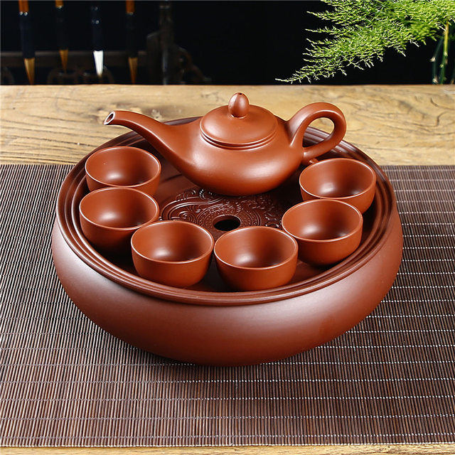 Zisha Kung Fu Tea Set Home Living Room Office Small Set Simple Tea Maker Ceramic Tea Plate Teapot Tea Cup