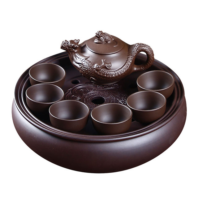 Zisha Kung Fu Tea Set Home Living Room Office Small Set Simple Tea Maker Ceramic Tea Plate Teapot Tea Cup