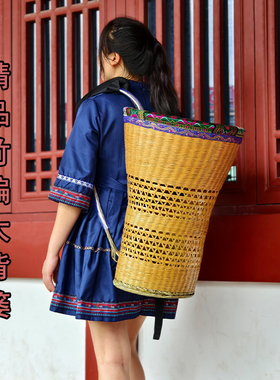 手工竹编老楠竹老师傅精细编制
