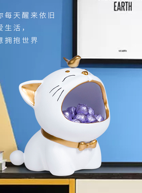 可爱猫猫钥匙收纳摆件入户玄关柜太空人装饰家居桌面工艺品摆设