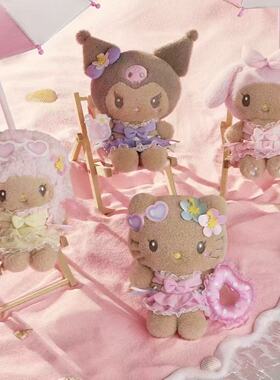 正版2026夏威夷沙滩kt晒一夏Hello Kitty黑皮爱心包包挂件高级感