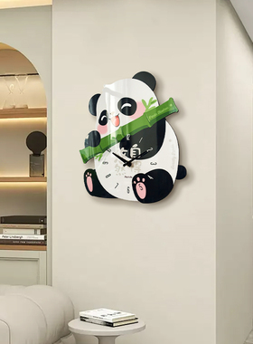 中国风熊猫卡通摇摆静音装饰挂钟