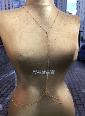 欧美新款几何链条项链时尚个性珍珠身体链性感沙滩比基尼配饰