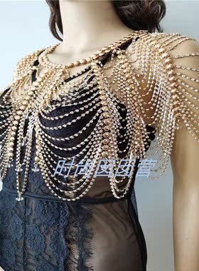 ins欧美风披肩多层合金饰品水钻