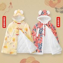 Anti-chill cloak children Cavet Thickened Cape Christmas Outdoor Windproof Jacket Baby Winter Children Anti-Chill Cloister