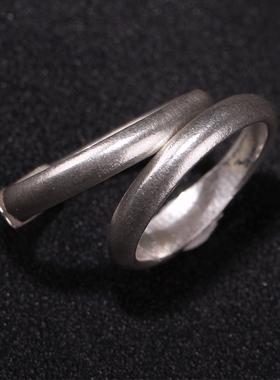 手工古法情侣活口原创银戒指