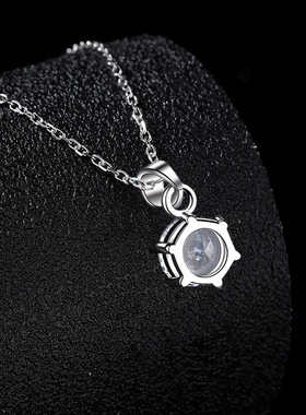 莫桑钻石项链s925纯银经典六爪单钻吊坠白金锁骨链简约轻奢高贵