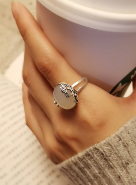 宝石纯银白玉髓水晶镶嵌冰种国潮