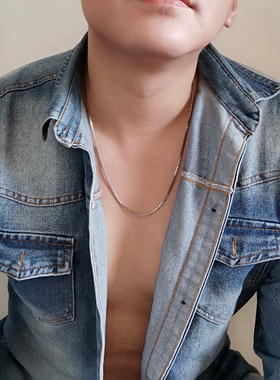 复古时尚个性风男士百搭盒子链