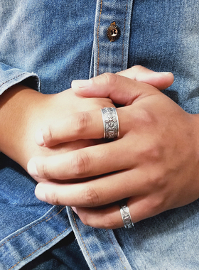 藏戒汇银丰男纯银复古戒指