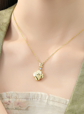 s925银天然和田玉项链