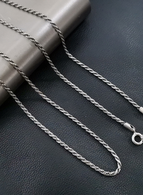 925银项链男纯银嘻哈麻花男士