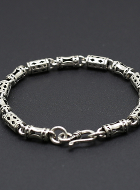 复古日韩风送男友圆柱银手链