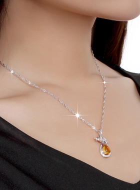 十二星座吊坠天然水晶银项链配饰