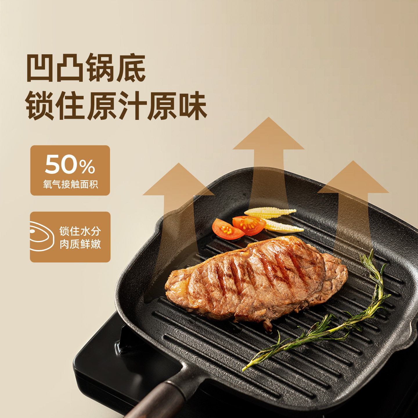 onlycook无涂层铸铁锅牛排锅煎牛排专用锅套装平底锅家用牛扒煎锅,淘宝优惠券,粉丝福利购,淘宝优惠卷