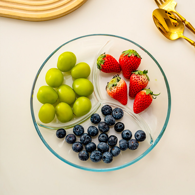 onlycook三分格玻璃盘子早餐儿童分餐盘厨房备菜盘火锅配菜盘餐盘,淘宝优惠券,粉丝福利购,淘宝优惠卷