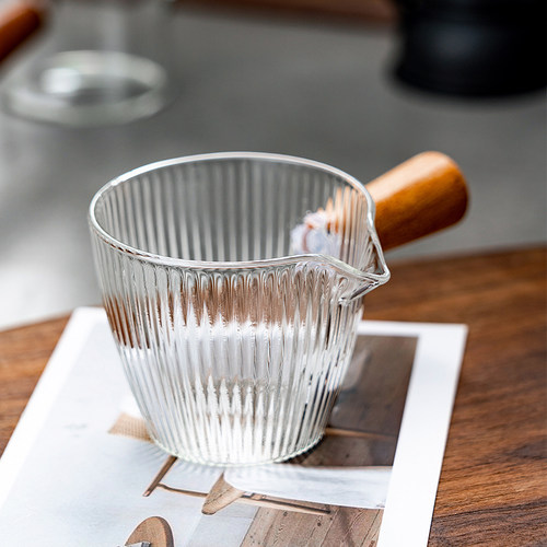 onlycook 木柄玻璃小奶盅咖啡萃取杯盎司杯 奶罐浓缩液带刻度量杯 - 图2