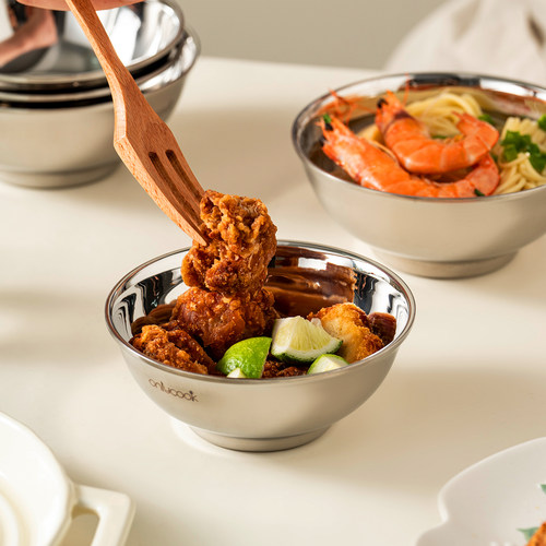 onlycook 304不锈钢儿童碗宝宝碗双层隔热食品级饭碗家用小碗餐具-图3
