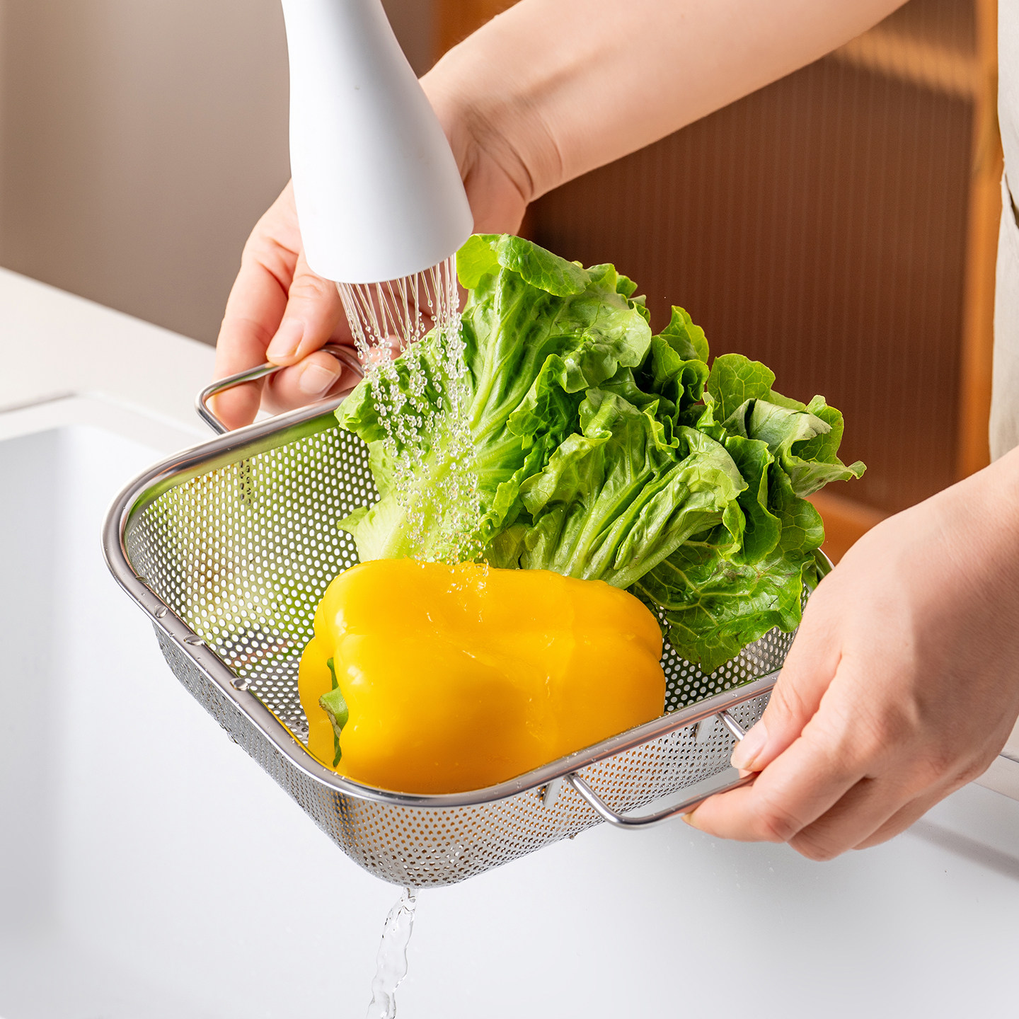 onlycook 厨房双耳方形滤水盆304不锈钢洗菜盆沥水篮洗米筛滤网,淘宝优惠券,粉丝福利购,淘宝优惠卷