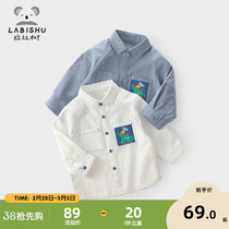Rabbin Tree Boy Clothing Boy Shirt Spring Automne New Pure Cotton Homme Baby Spring Dress White Blouse Children Long Sleeve Shirt
