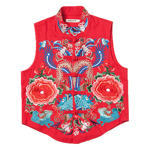 包邮秋装民族风重工刺绣花修身马甲女上衣复古唐装中国风马夹外套,淘宝优惠券,粉丝福利购,淘宝优惠卷