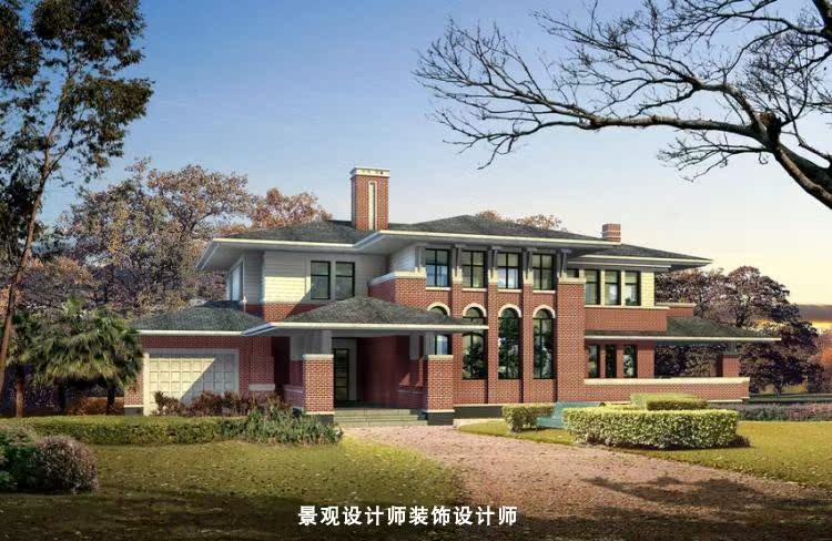 别墅外观设计案例效果图 住宅 小区 双拼 别墅 排屋 房地产 富裕 - 图1