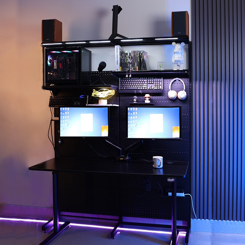 Simple hardware desk bookshelf combination beautiful girl