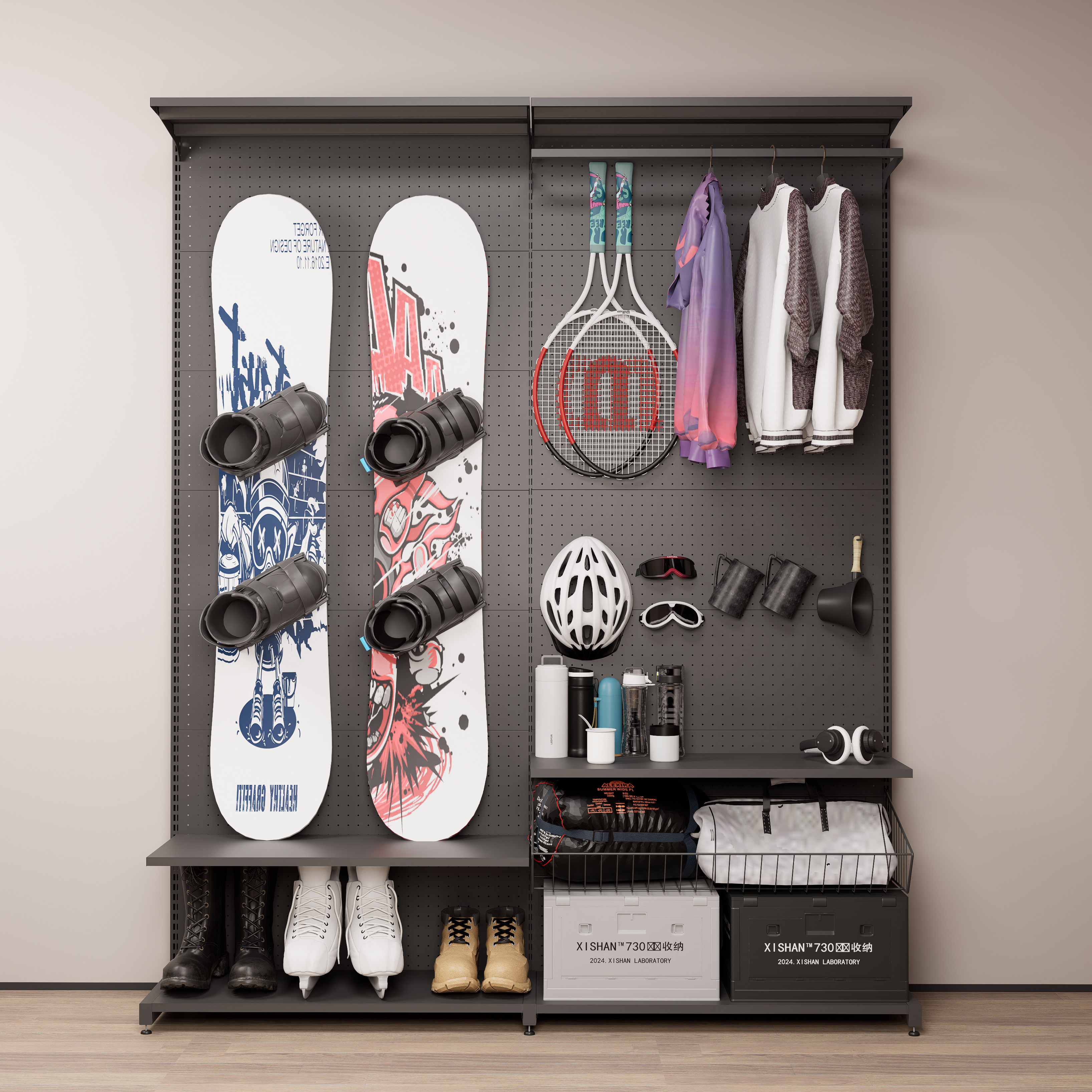 Hole board equipment wall hiking outdoor display rack floor-standing mountain climbing ski mountaineering camping storage rack