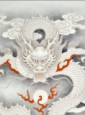 工笔画底稿 工笔白龙白描1#打印稿宣纸稿本店拷贝稿学习临摹