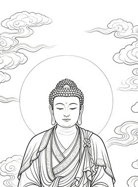 工笔画底稿工笔人物佛像罗汉燃灯古佛参考白描40#打印稿学习临摹