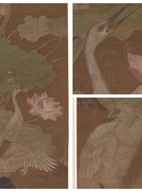 工笔画底稿花鸟竖幅吕纪苍鹭图高清白描打印稿宣纸稿