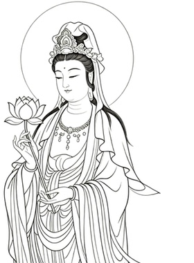 工笔画底稿工笔菩萨观音人物菩萨竖幅参考白描130#打印稿宣纸稿