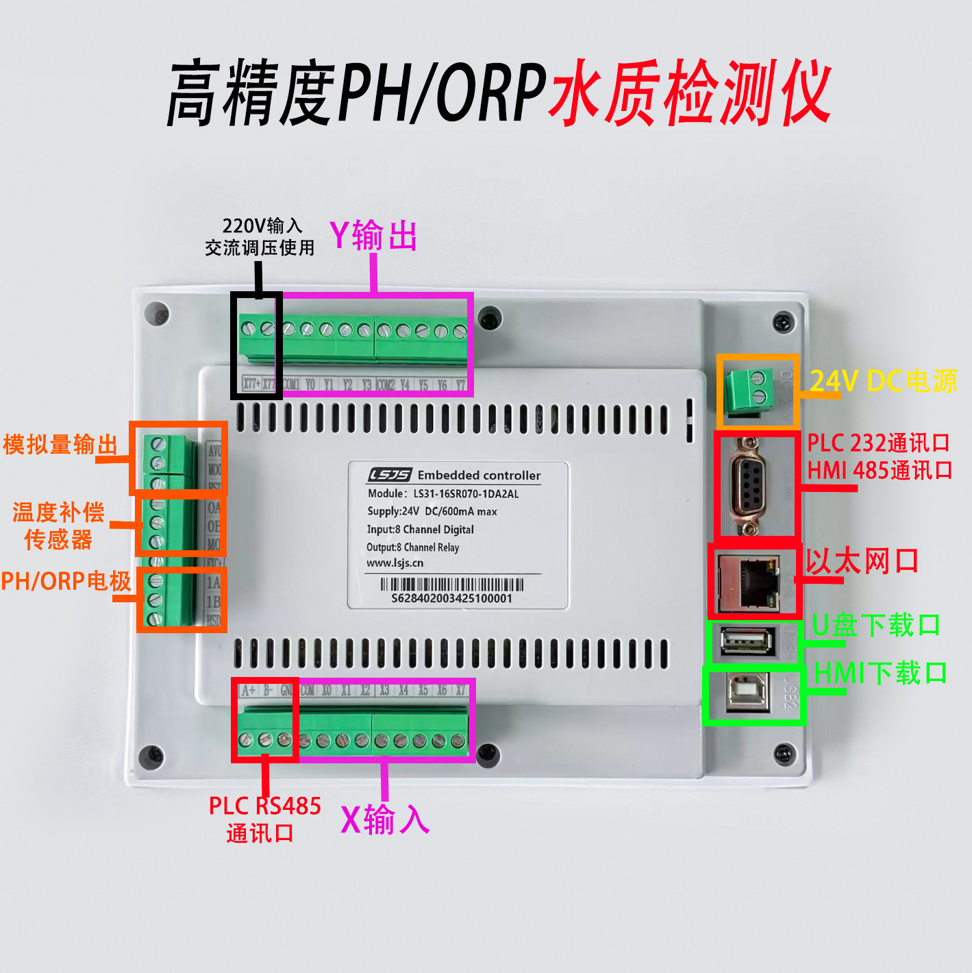 在线水质检测仪PH/ORP传感器专用污水处理水产养殖监测工业触摸屏,淘宝优惠券,粉丝福利购,淘宝优惠卷
