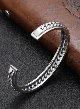 银聚点简约风格情侣S925纯银手镯