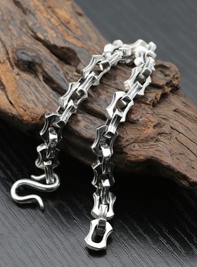 简约个性朋克龙骨银链s925重感