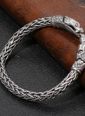 银之元男s925纯银镶钻欧美手链