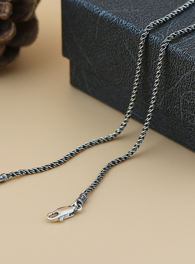银聚点s925扭纹男女百搭麻绳项链