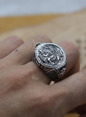 纯银饰品夸张复古阿努比斯戒指