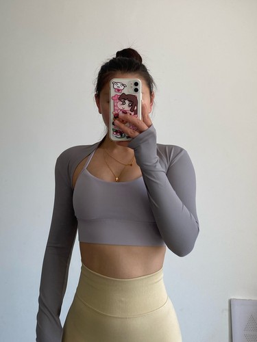 Asuxw 肯豆同款防晒坎肩女短款速干运动瑜伽户外跑步上衣长袖外套 - 图0