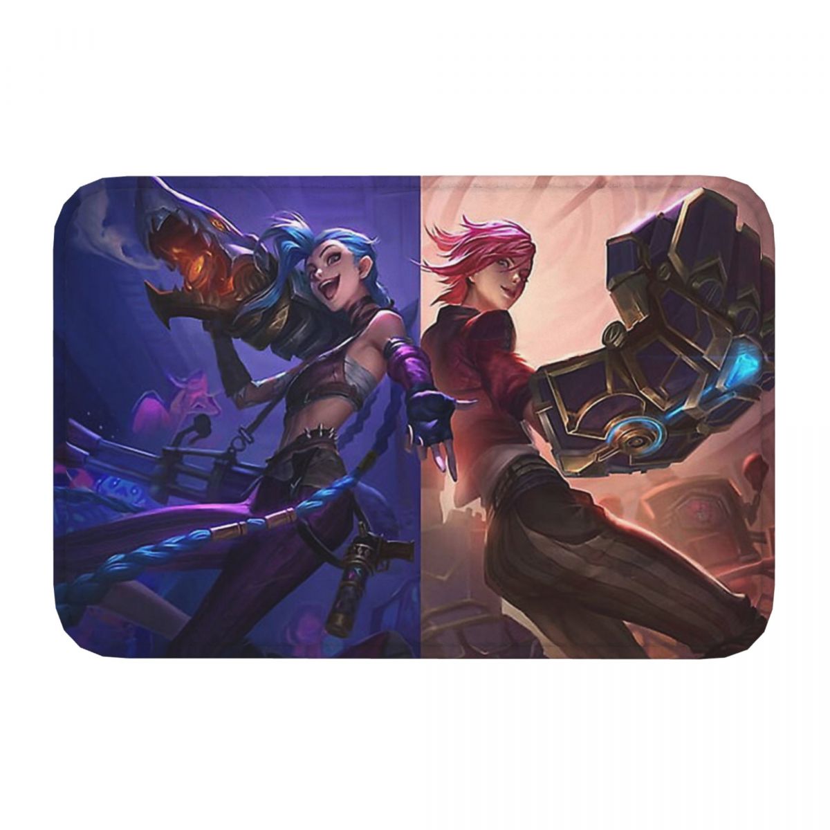 Jinx And Vi Bathroom Non-Slip Carpet Arcane League of Legend - 图0