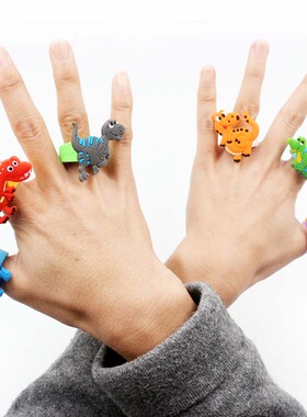 6pcs/Set Dinosaur Party Rubber Keychain Dino Theme Decoratio