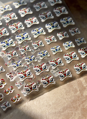1 Sheet High Quality Cute Good Luck Lion Head Nail Sticker C