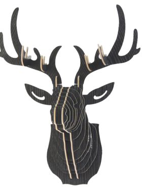 3D Wooden DIY Animal Deer Head Art Model Home Office Wall Ha
