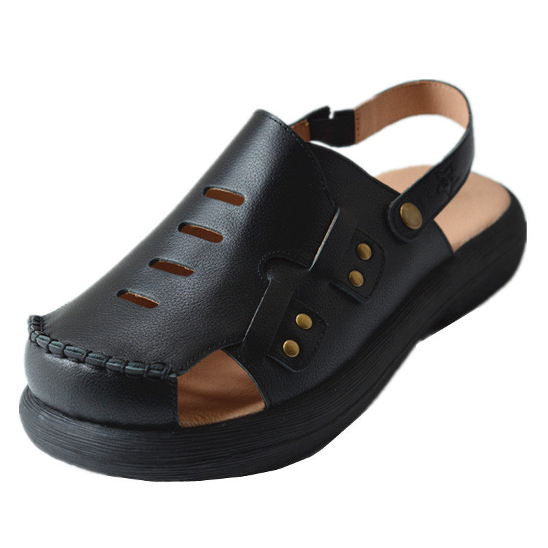 男士休闲真皮凉拖鞋两用防滑耐磨沙滩鞋驾车凉鞋子外贸包头层牛皮,淘宝优惠券,粉丝福利购,淘宝优惠卷