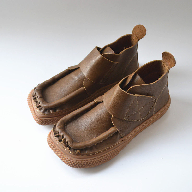 真皮日系学院风丑萌方鞋宽松高帮外贸手工女鞋平底软面森系女靴单,淘宝优惠券,粉丝福利购,淘宝优惠卷