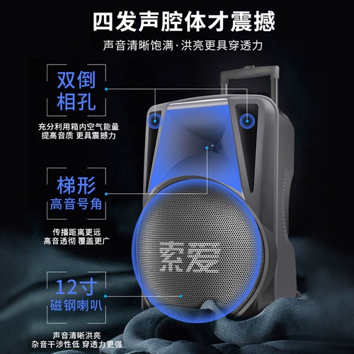 索爱 Дорожный танцующий портативный чемодан с зарядкой, колонки, беспроводной микрофон, 15, 15 дюймов, bluetooth, высокая мощность
