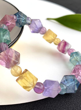 天然卡巴星彩萤石手链