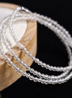 天然白色水晶小米珠磁扣多图手链